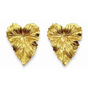 Vintage Gold Leaf Earrings Textured Botanical Maximalist Statement